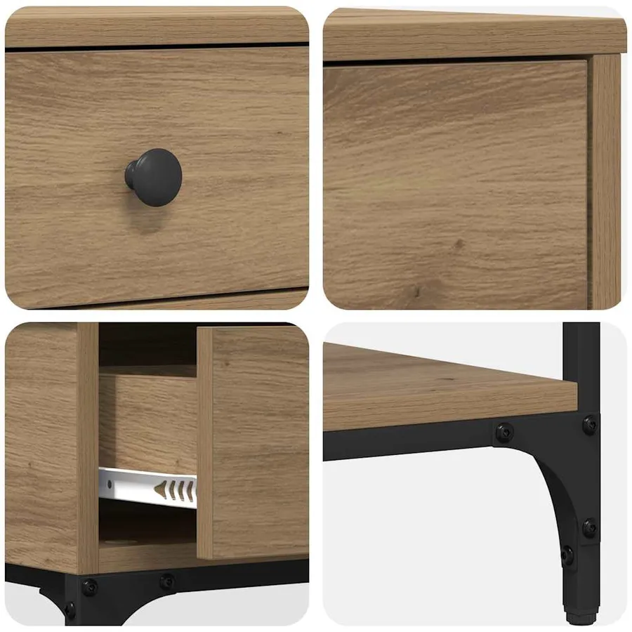 Table console chêne artisanal 75 x 34,5 x 75 cm - 9