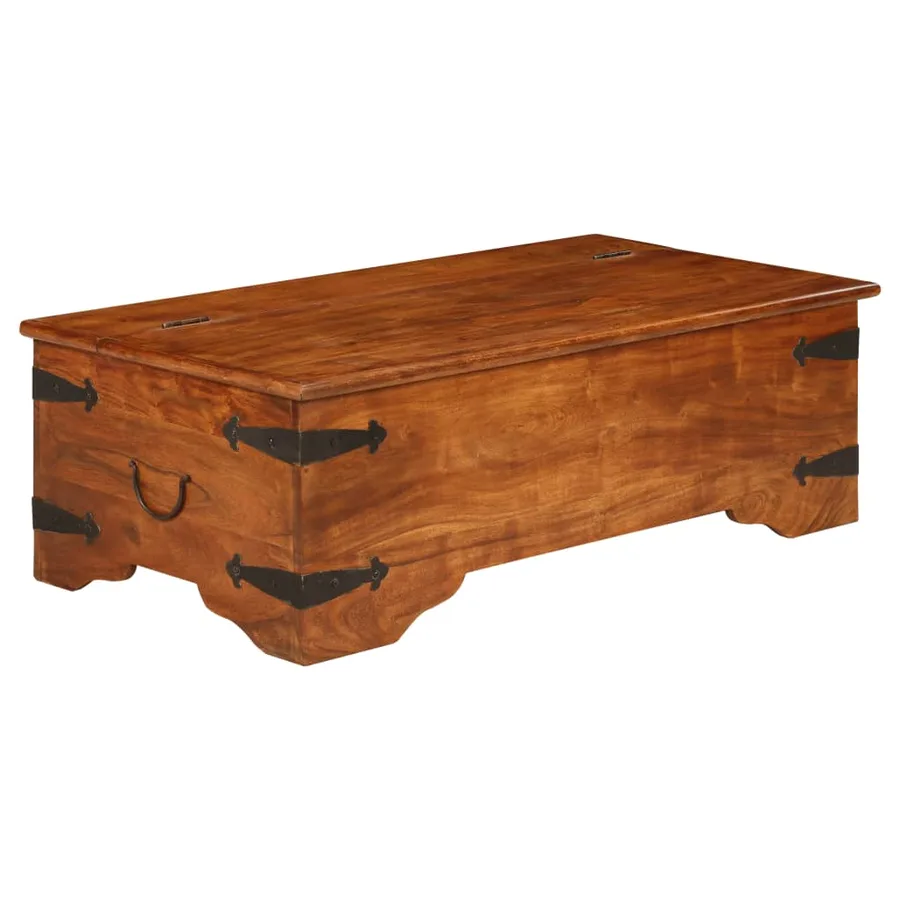 Table basse Bois d'acacia solide avec finition miel 110x55x35cm - 10