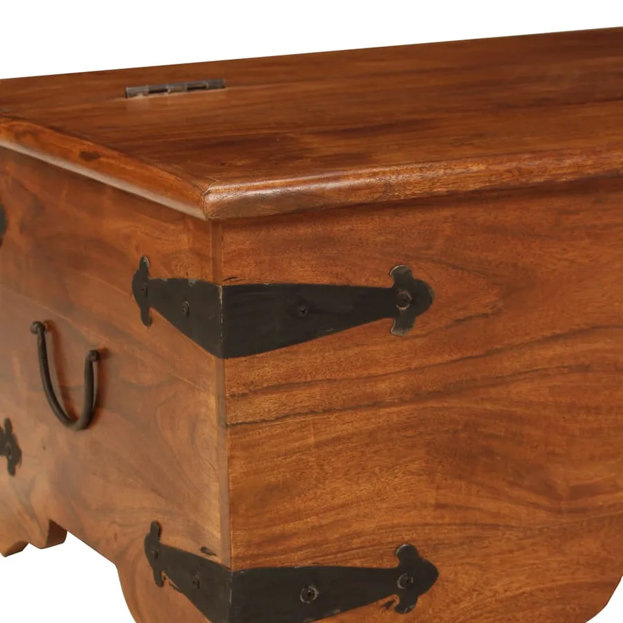 Table basse Bois d'acacia solide avec finition miel 110x55x35cm - 5