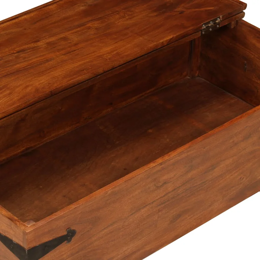 Table basse Bois d'acacia solide avec finition miel 110x55x35cm - 7