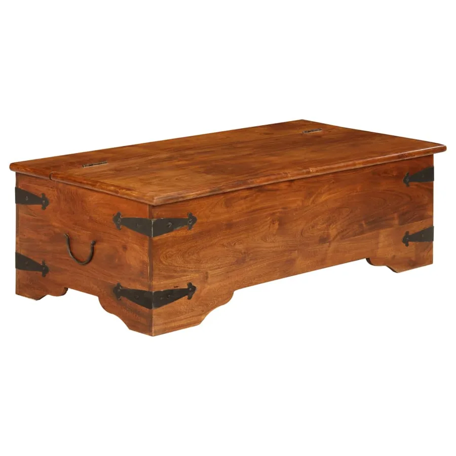 Table basse Bois d'acacia solide avec finition miel 110x55x35cm - 9