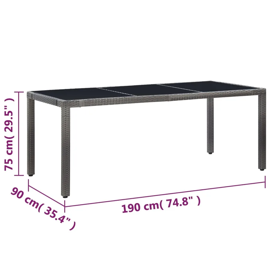 Ensemble à manger d'extérieur 9 pcs Résine tressée Gris - 11