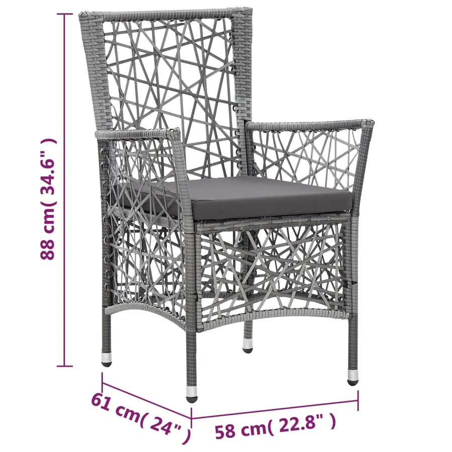 Ensemble à manger d'extérieur 9 pcs Résine tressée Gris - 12
