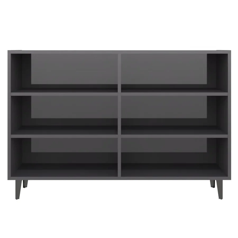 Buffet gris brillant 103,5x35x70 cm bois d'ingénierie - 4