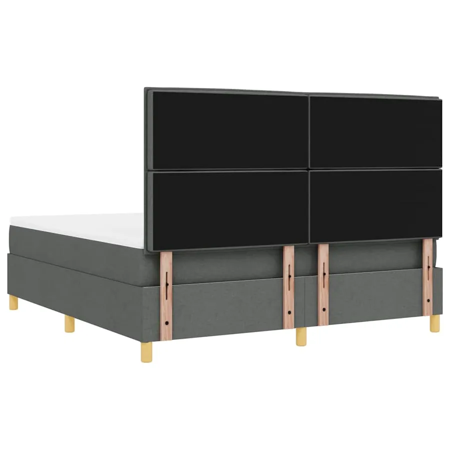 Lit à ressort LED avec matelas Gris foncé 180 x 200 cm tissu - 8