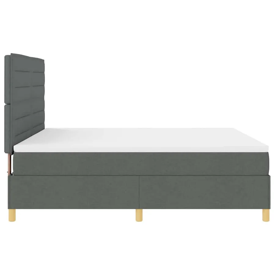 Lit à ressort LED avec matelas Gris foncé 180 x 200 cm tissu - 9