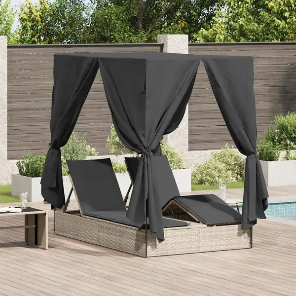 Transat double Réglable Gris clair 205 x 129 x 200 cm polyrotin