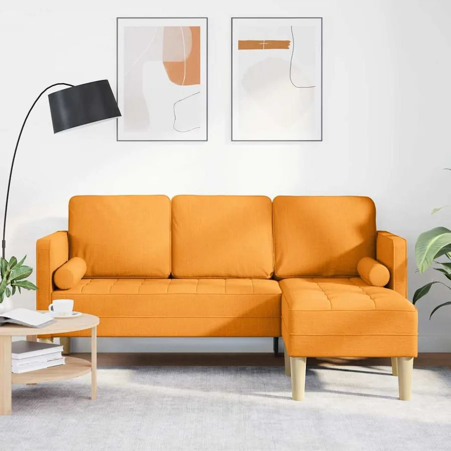 Ensemble de Canapés avec coussin Jaune foncé Polyester