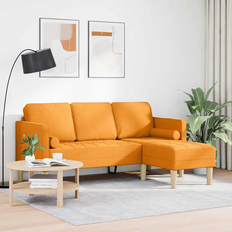 Ensemble de Canapés avec coussin Jaune foncé Polyester - 3
