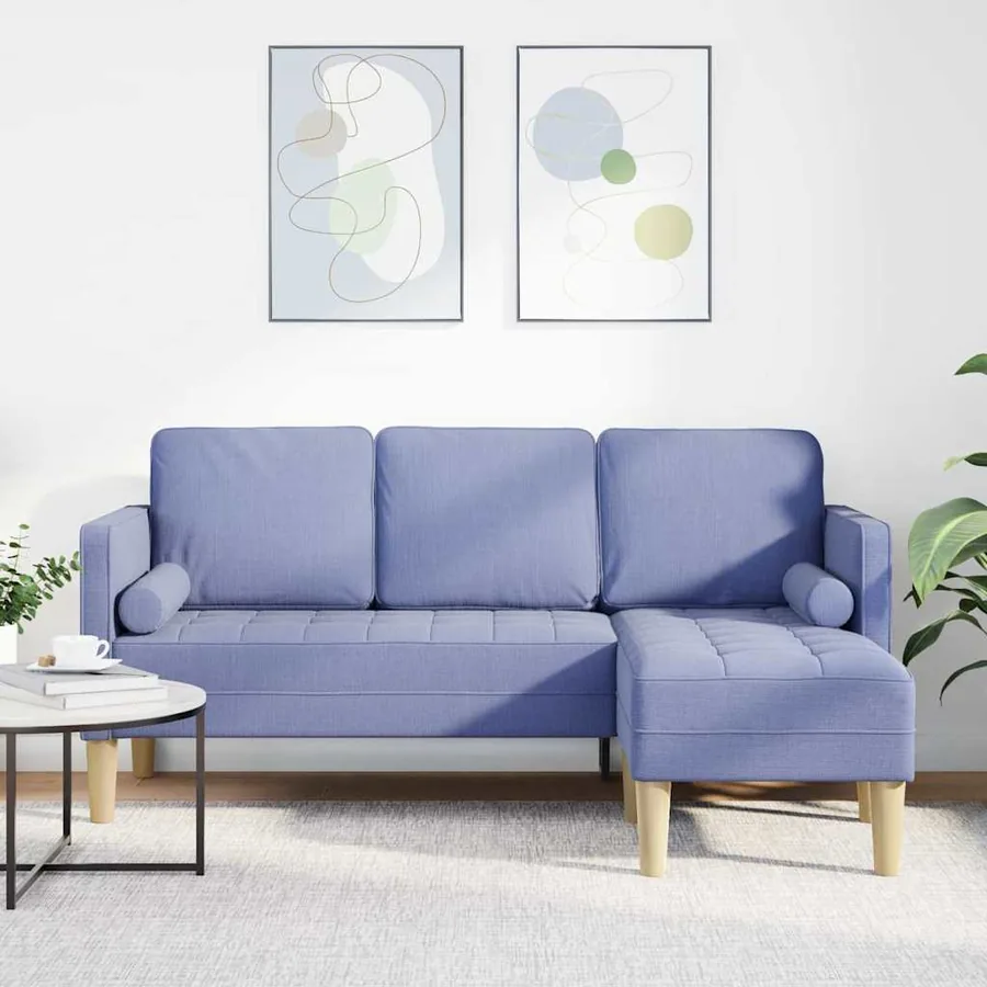Ensemble de Canapés avec coussin Bleu denim Polyester