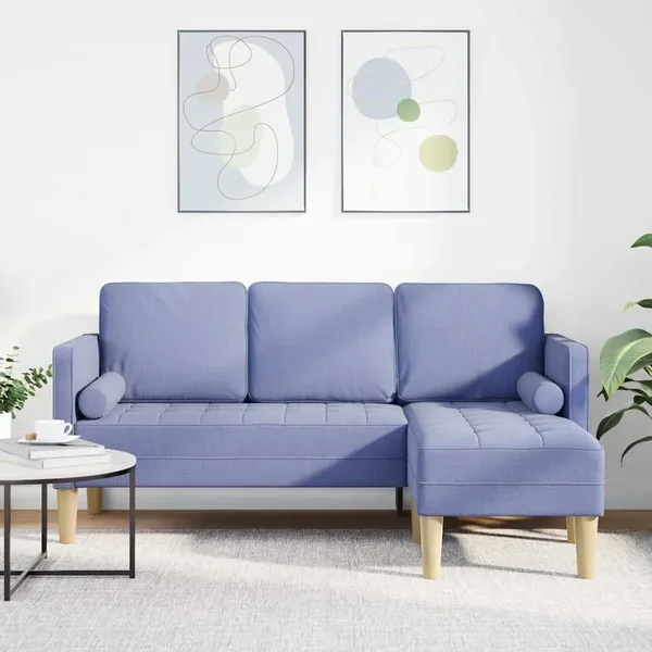 Ensemble de Canapés avec coussin Bleu denim Polyester