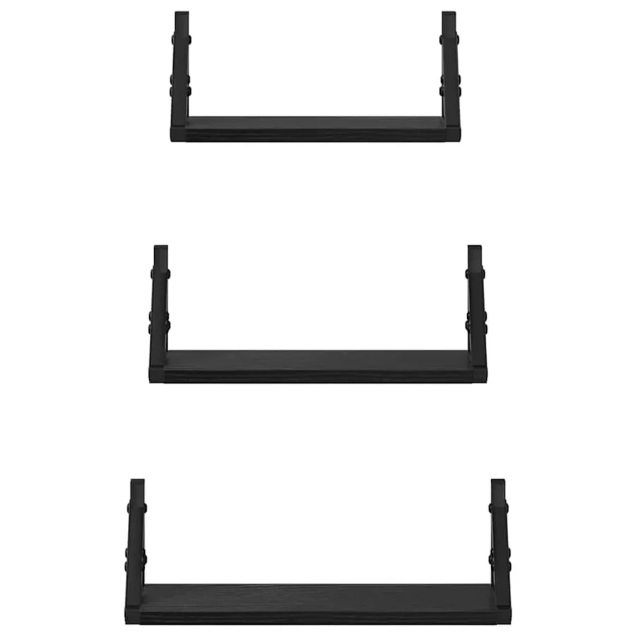Étagère Murale Montage mural avec stockage 3 pcs Chêne noir - 5