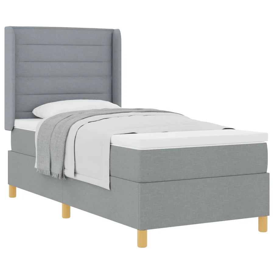 Lit à ressorts avec matelas Gris clair 80 x 200 cm tissu - 2