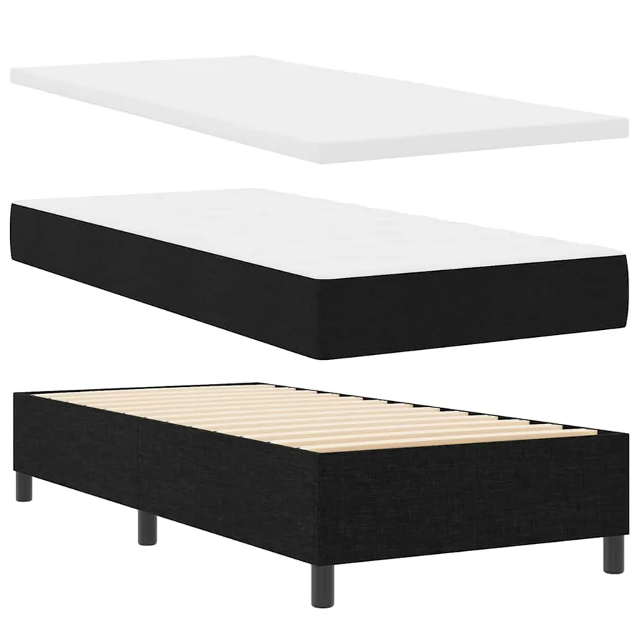 Lit à ressort LED avec tête de lit Noir 80 x 200 cm tissu - 6