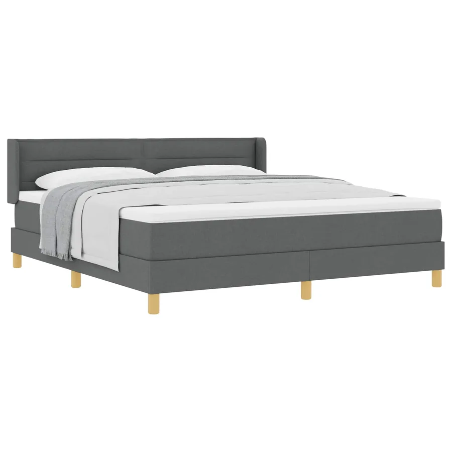 Lit à ressorts avec matelas Gris foncé 200 x 180 cm tissu - 2