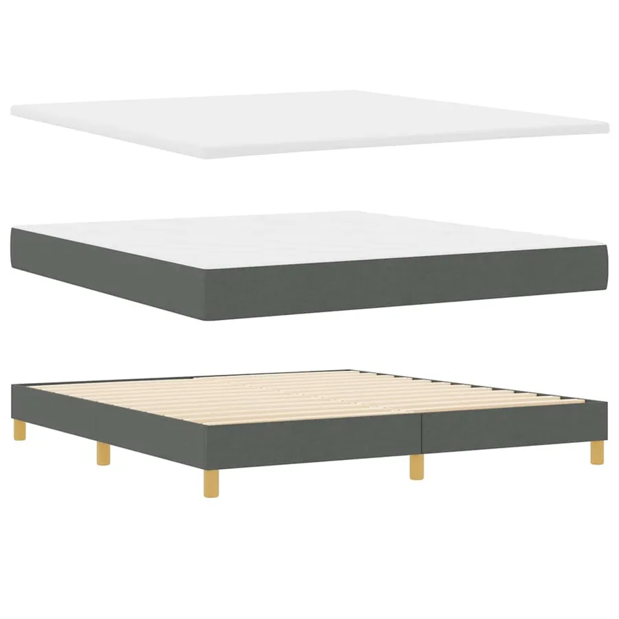 Lit à ressorts avec matelas Gris foncé 200 x 180 cm tissu - 3
