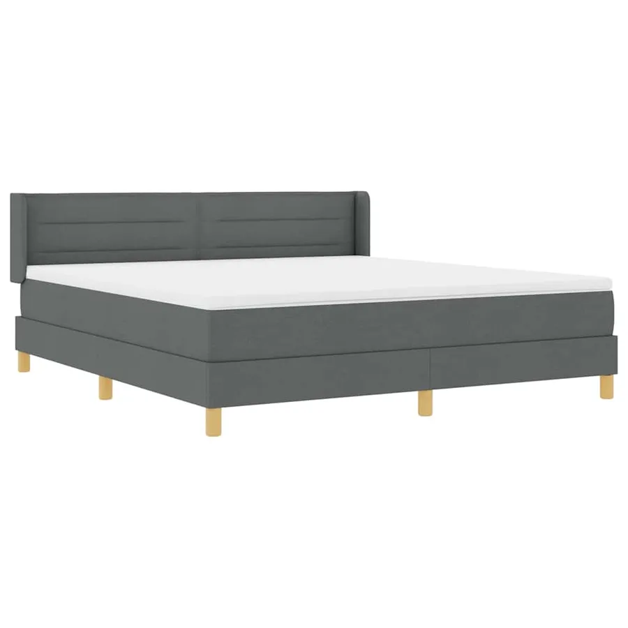 Lit à ressorts avec matelas Gris foncé 200 x 180 cm tissu - 5