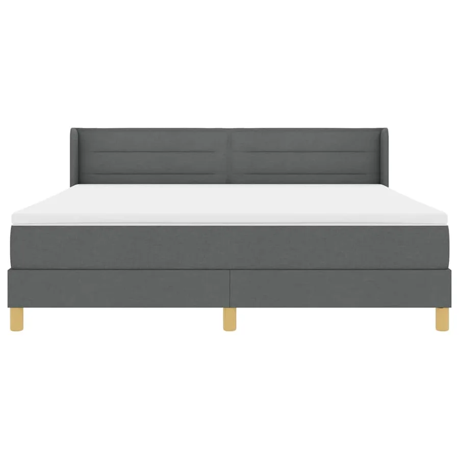 Lit à ressorts avec matelas Gris foncé 200 x 180 cm tissu - 6