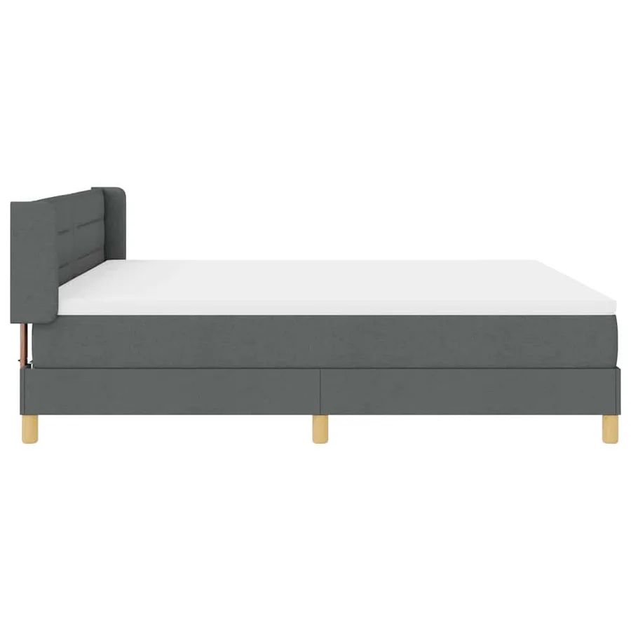 Lit à ressorts avec matelas Gris foncé 200 x 180 cm tissu - 7