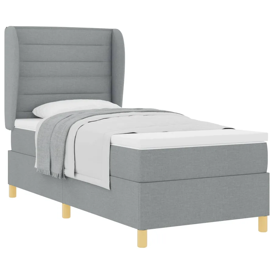 Lit à ressorts avec matelas Gris clair 200 x 80 cm tissu - 2