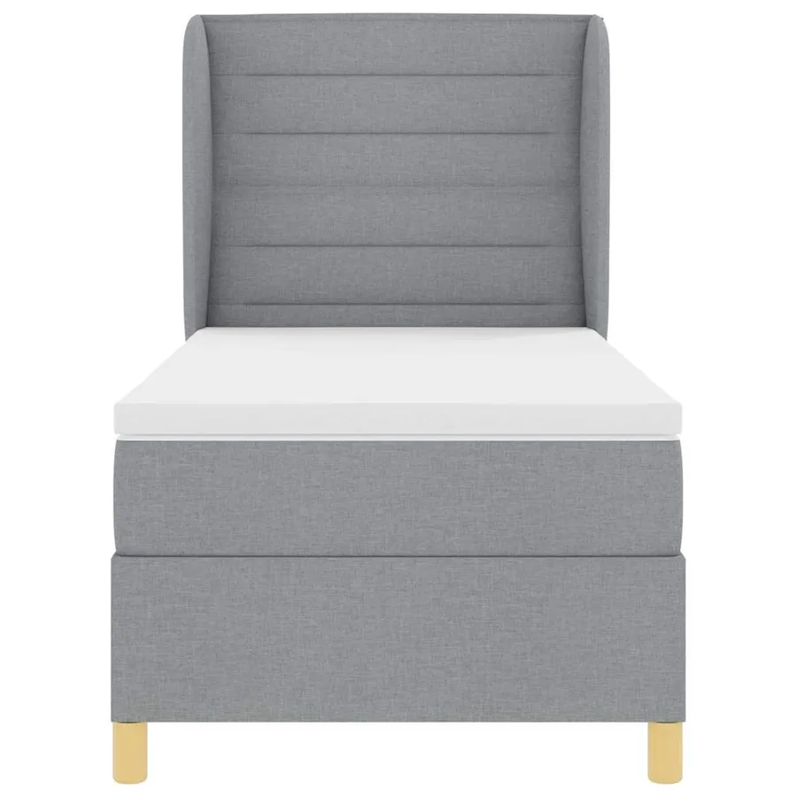 Lit à ressorts avec matelas Gris clair 200 x 80 cm tissu - 7