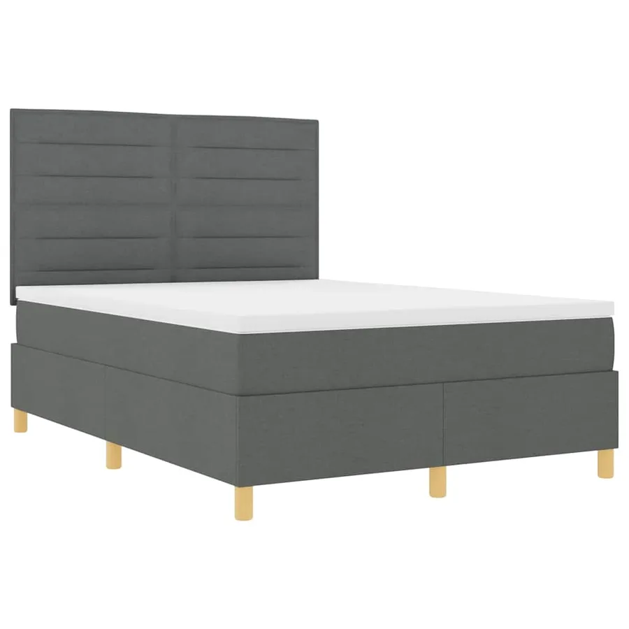 Lit à ressort LED avec matelas Gris foncé 160 x 200 cm tissu - 6