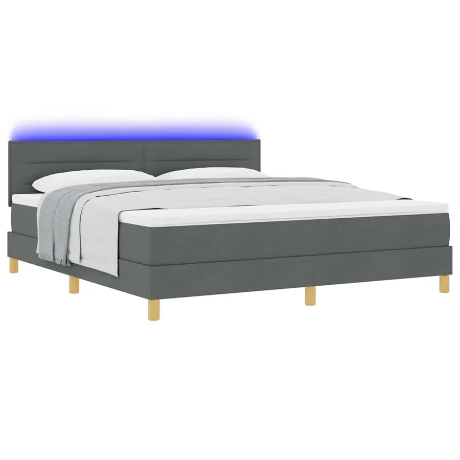 Lit à ressort LED avec bandes LED Gris foncé 180 x 200 cm tissu - 3