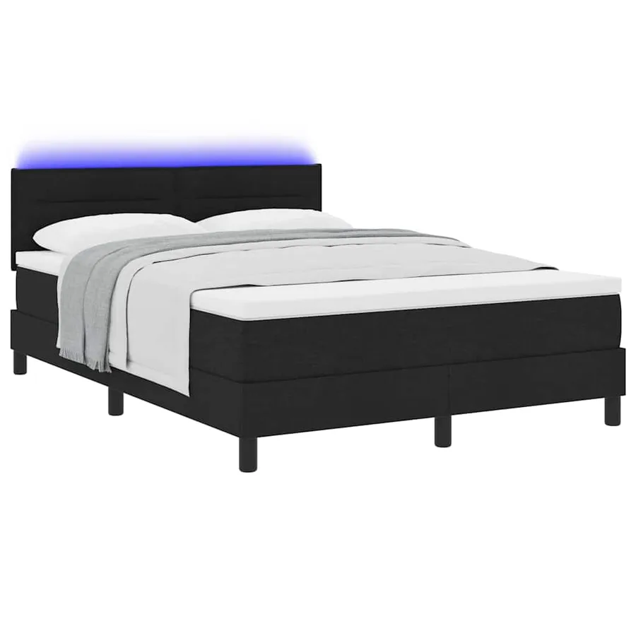 Lit à ressorts avec matelas avec LED Noir 140 x 200 cm tissu - 3