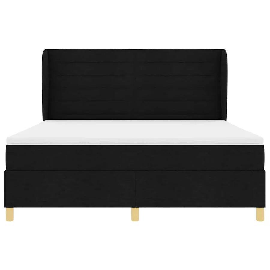 Lit à ressorts avec tête de lit Noir 200 x 180 cm tissu - 7