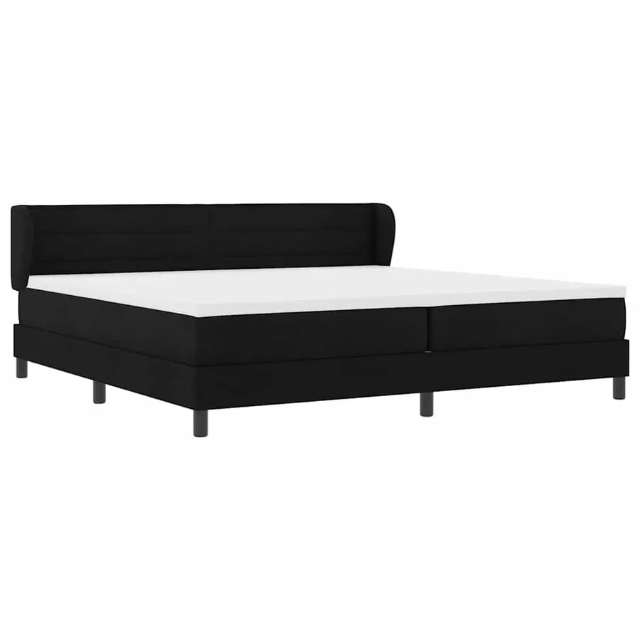 Lit à ressorts avec matelas Noir 200 x 200 cm tissu - 6