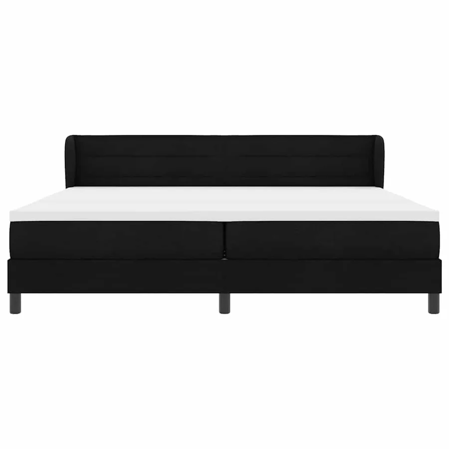 Lit à ressorts avec matelas Noir 200 x 200 cm tissu - 7