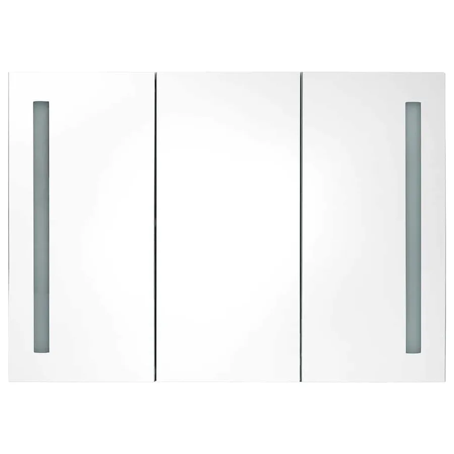Armoire de salle de bain à miroir LED 89x14x62 cm chêne - 3