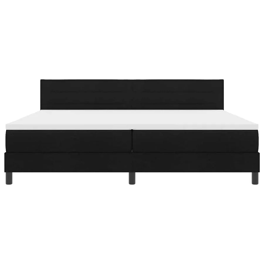 Lit à ressorts avec tête de lit Noir 200 x 200 cm tissu - 7