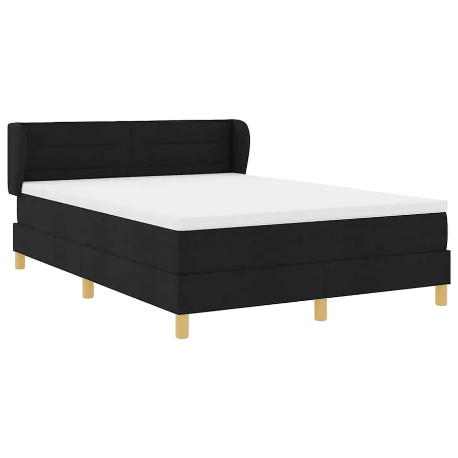 Lit à ressorts avec matelas Noir 140 x 190 cm tissu - 6