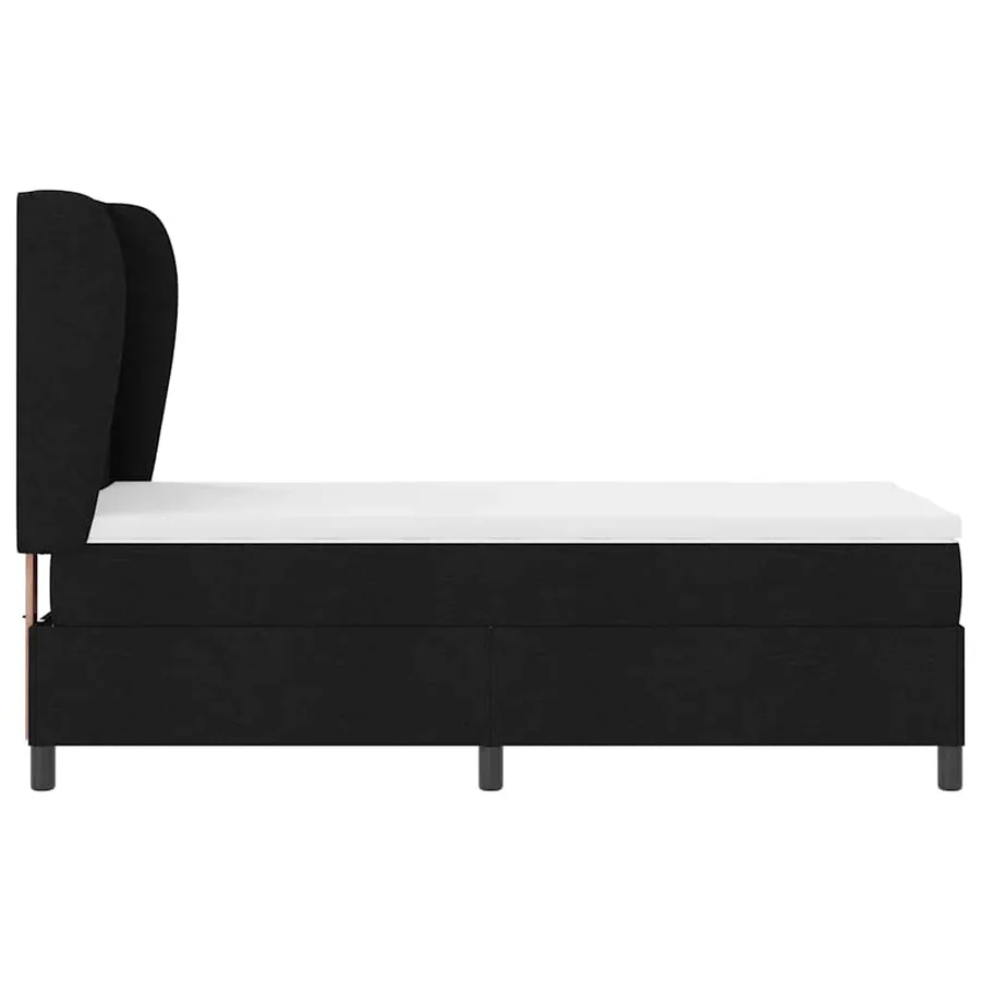 Lit à ressorts avec matelas Noir 80 x 200 cm tissu - 7