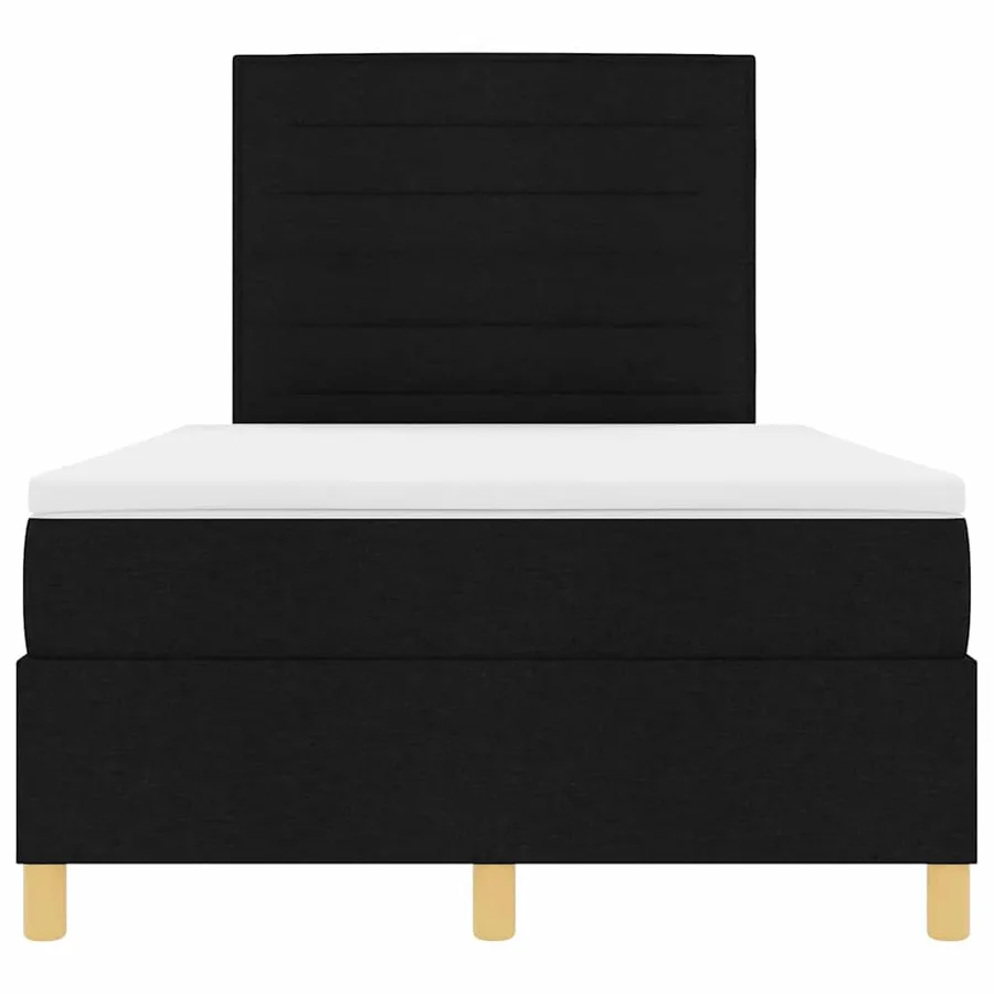 Lit à ressorts avec matelas Noir 120 x 190 cm tissu - 7