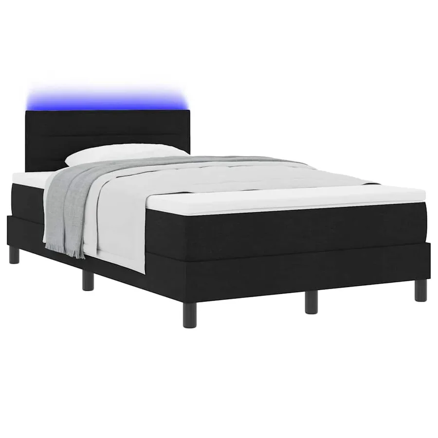 Lit à ressorts avec matelas avec LED Noir 120 x 190 cm tissu - 3