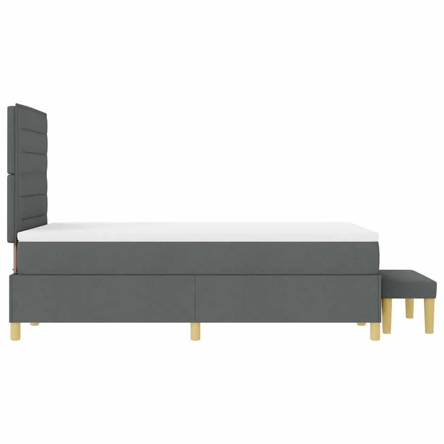 Lit à ressorts avec tête de lit Gris foncé 190 x 120 cm tissu - 9