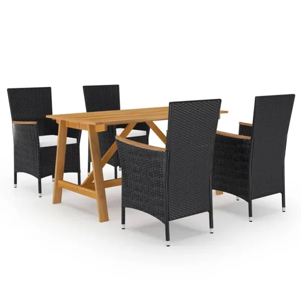 Ensemble à manger de jardin 5 pcs Noir