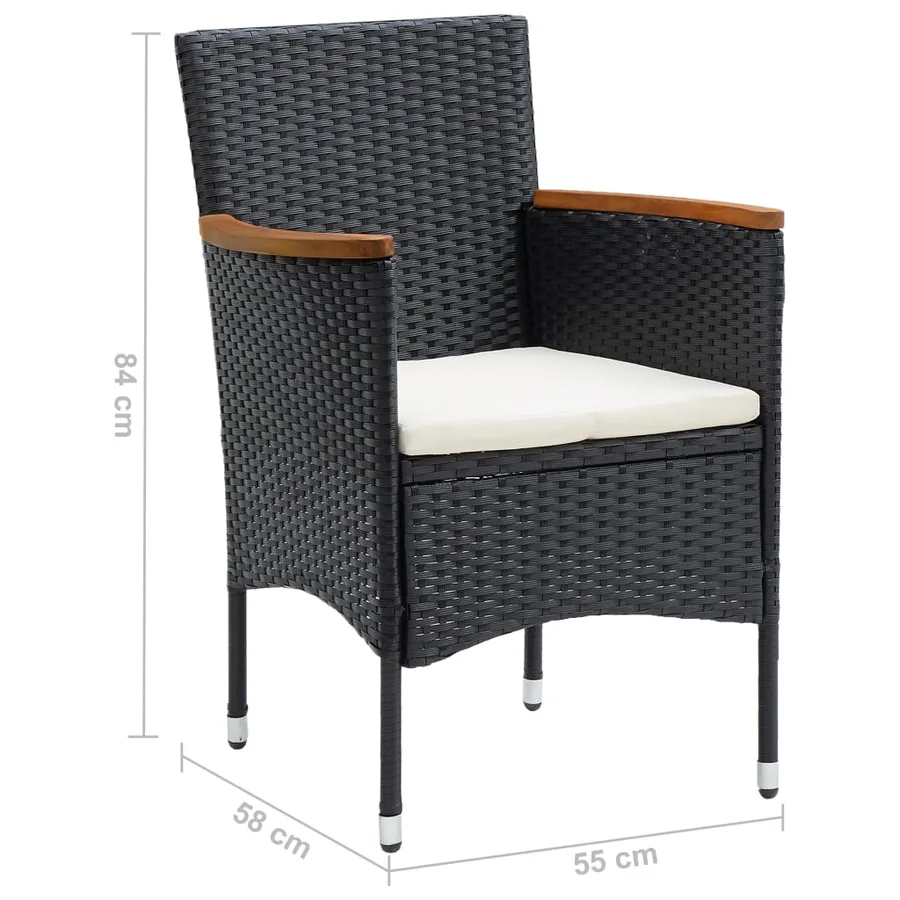 Ensemble à manger de jardin 5 pcs Noir - 14