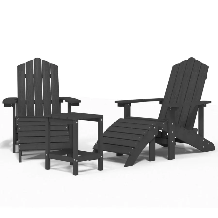 Chaises de jardin Adirondack repose-pied table PEHD Anthracite - 2