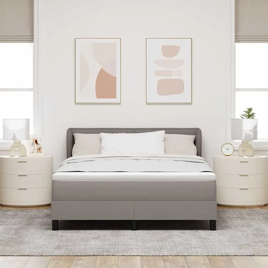 Lit à ressorts avec matelas Taupe 140 x 200 cm tissu - 3