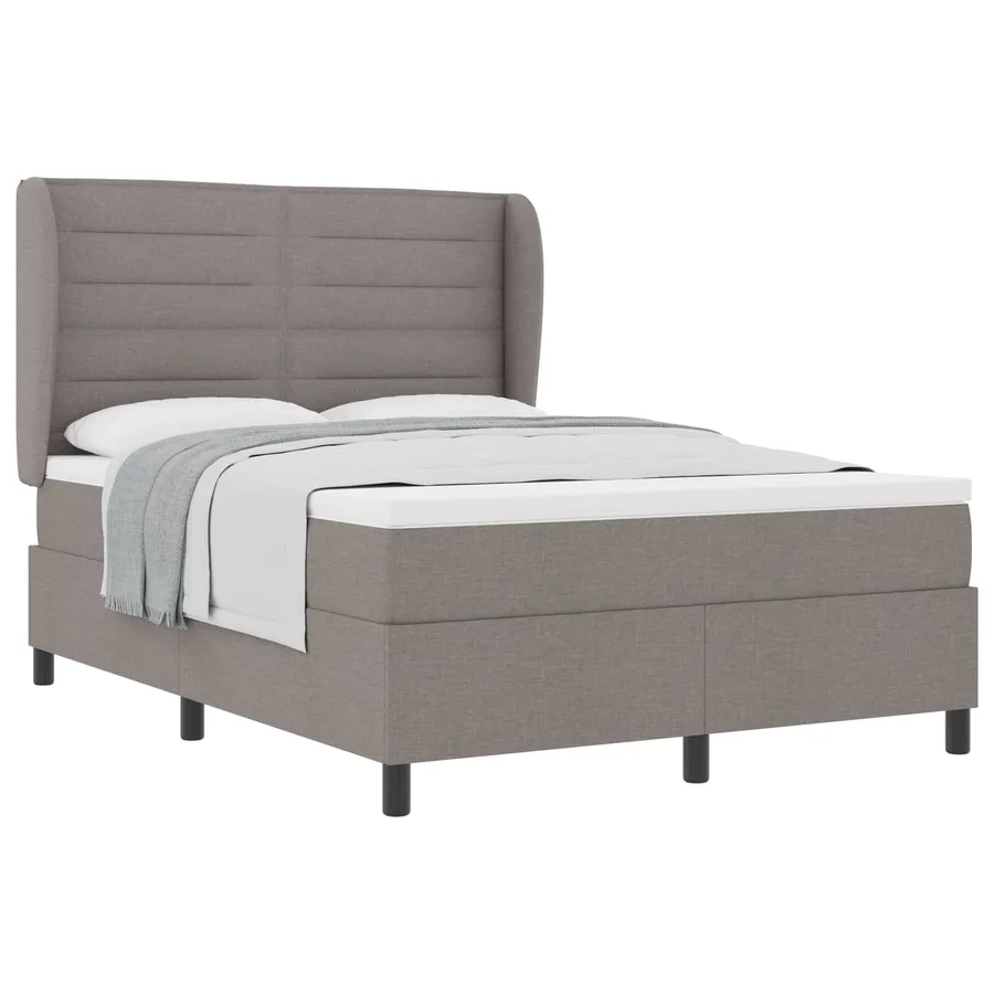 Lit à ressorts avec matelas Taupe 140 x 200 cm tissu - 2