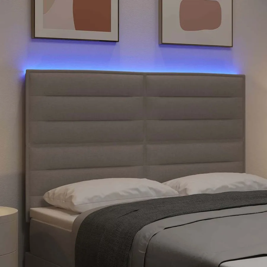 Tête de lit LED avec bandes LED Taupe 144 cm tissu - 4