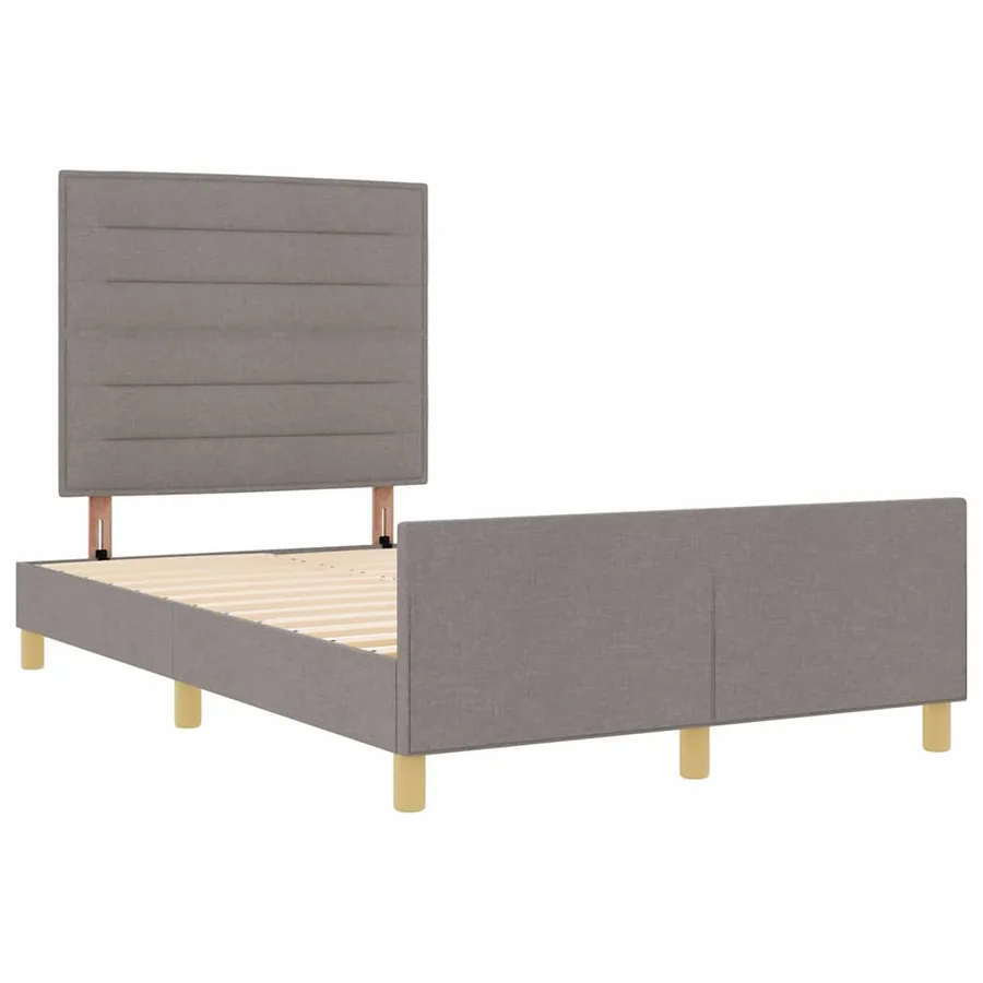 Cadre de lit avec tête de lit Taupe 140 x 190 cm tissu - 5