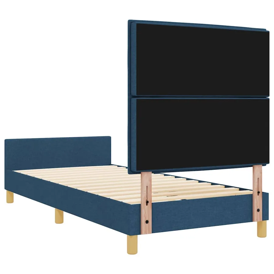 Cadre de lit avec tête de lit Bleu 100 x 200 cm tissu - 9