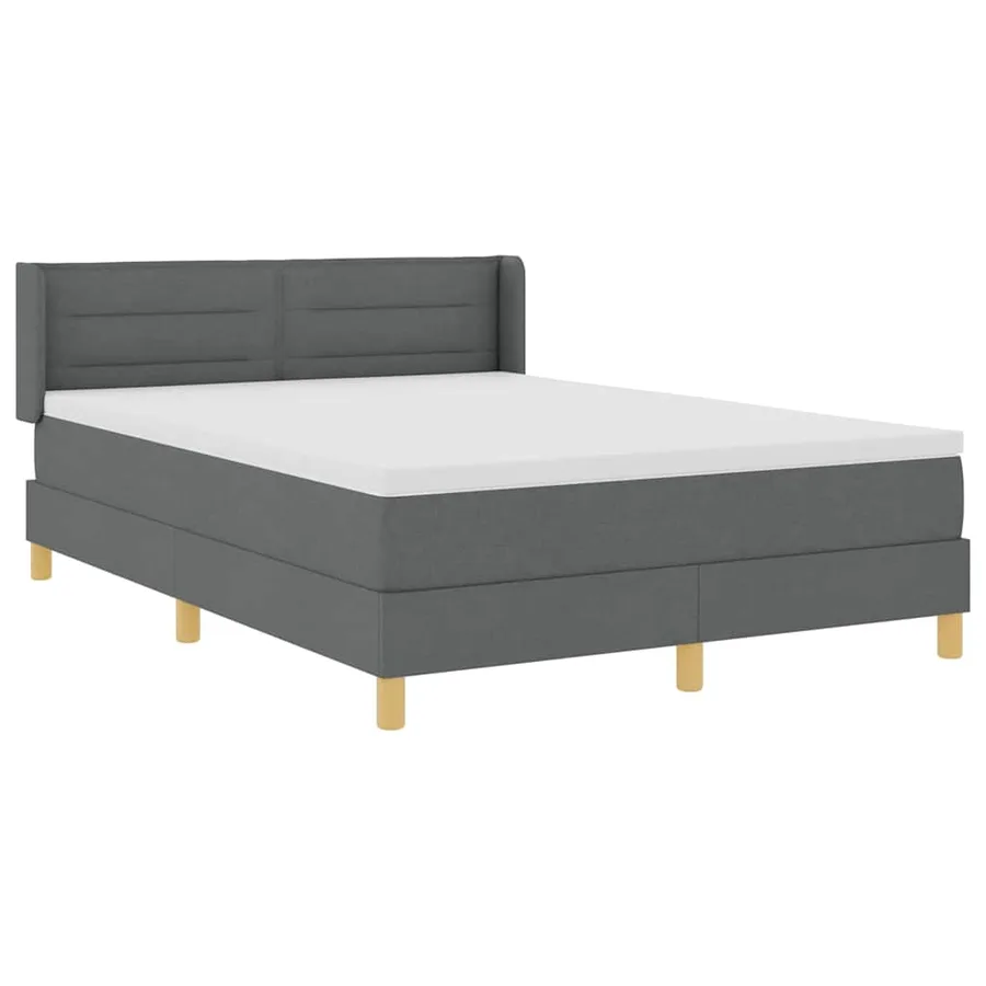 Lit à ressorts avec matelas Gris foncé 190 x 140 cm tissu - 6