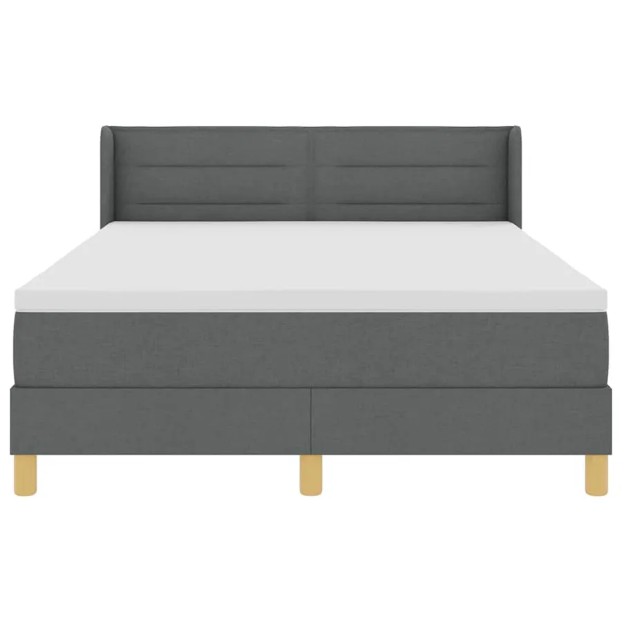 Lit à ressorts avec matelas Gris foncé 190 x 140 cm tissu - 7