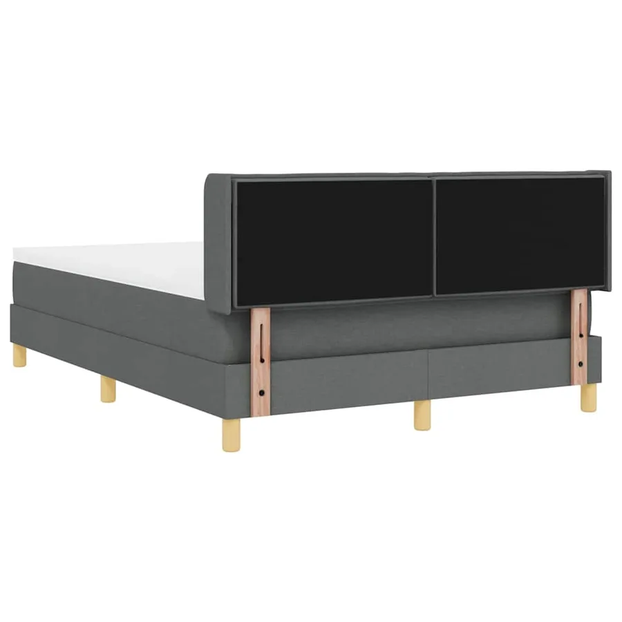 Lit à ressorts avec matelas Gris foncé 190 x 140 cm tissu - 9