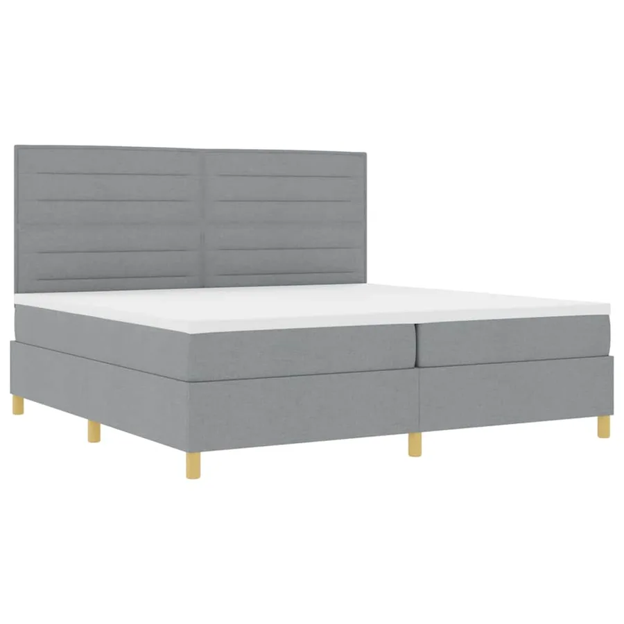 Lit à ressorts avec matelas Gris clair 200 x 200 cm tissu - 5